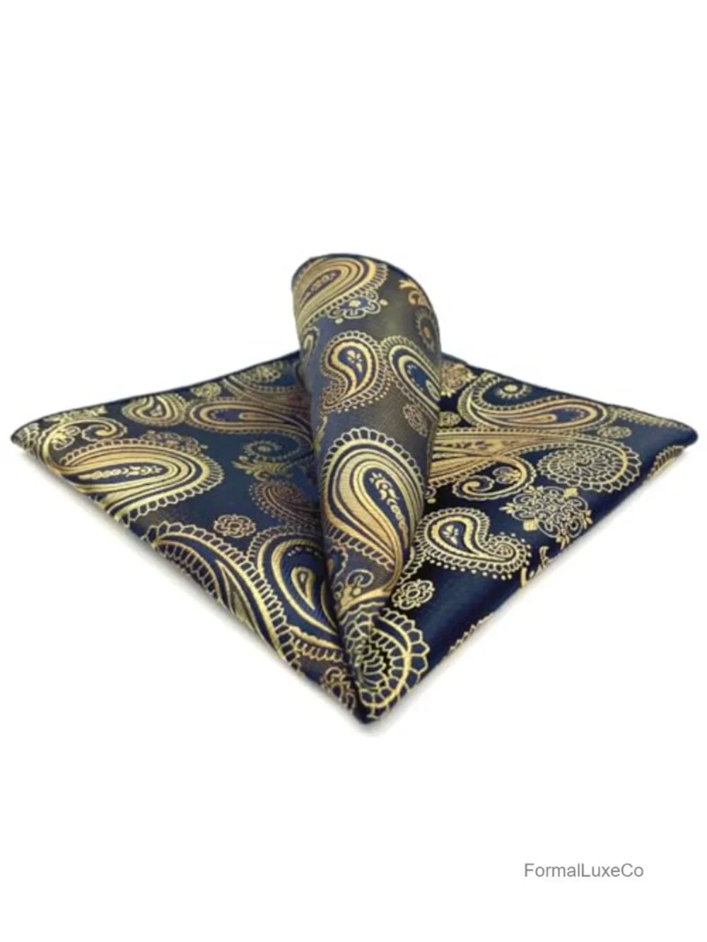 Paisley Silk Blend Pocket Square for Men - Jacquard Woven, Wrinkle Resistant